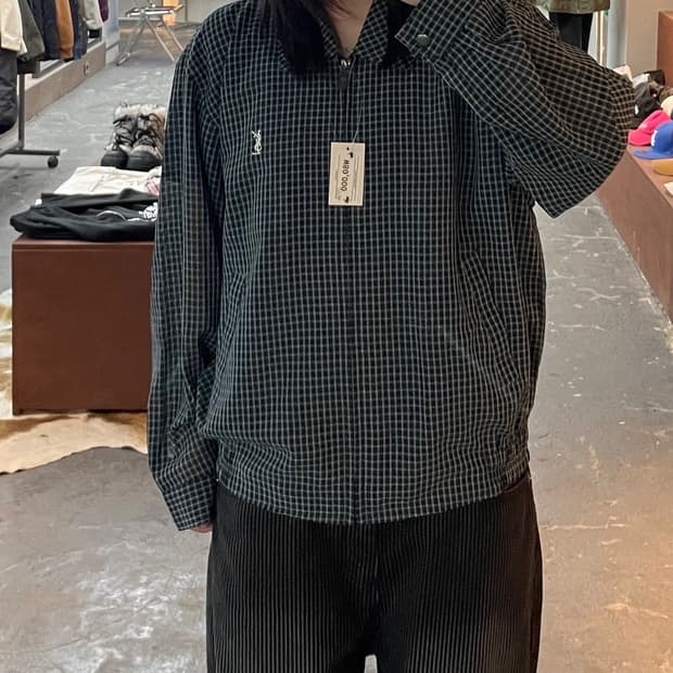 입생로랑 체크 블루종 자켓 H1768