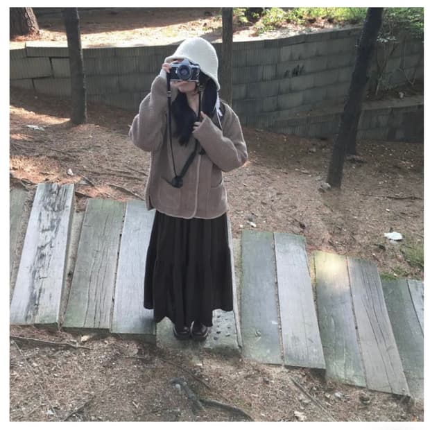 Brown corduroy long skirt