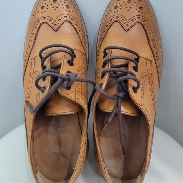 장까를로 모렐리 남성 윙팁 브라운 수제화 구두 280사이즈