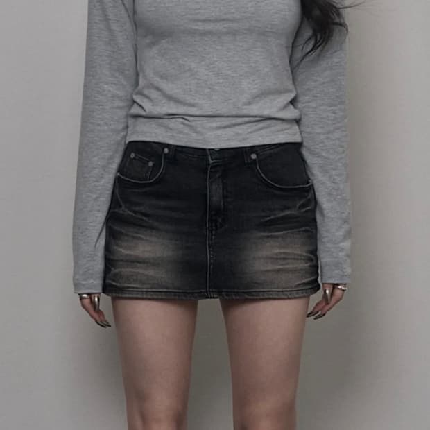 Denim Mini Skirt (black)