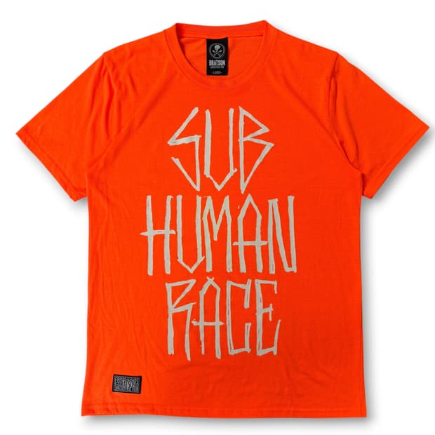 브랫슨 네온 오렌지 SUB HUMAN RACE 반팔 티셔츠 L
