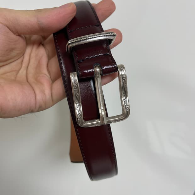 [새제품] 자라 빈티지 웨스턴 버건디 벨트 85 s