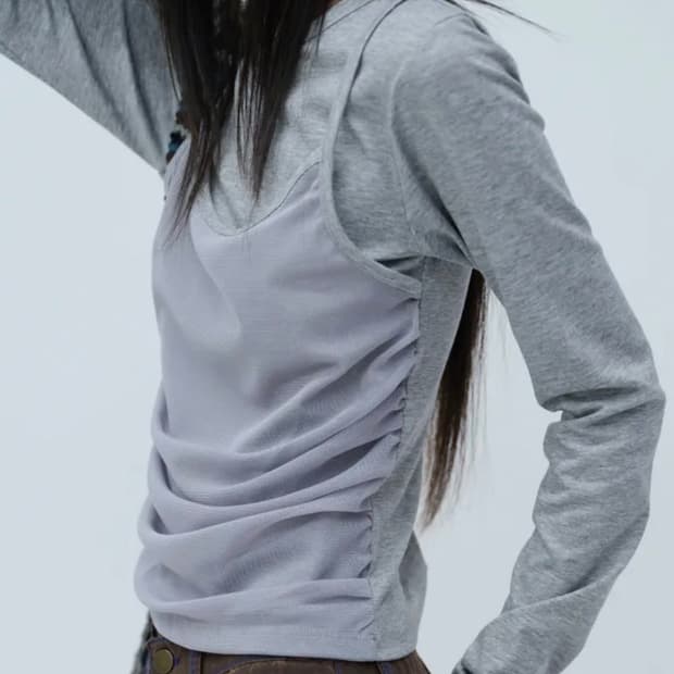 틸데서울 주드메쉬 레이어드티셔츠 그레이