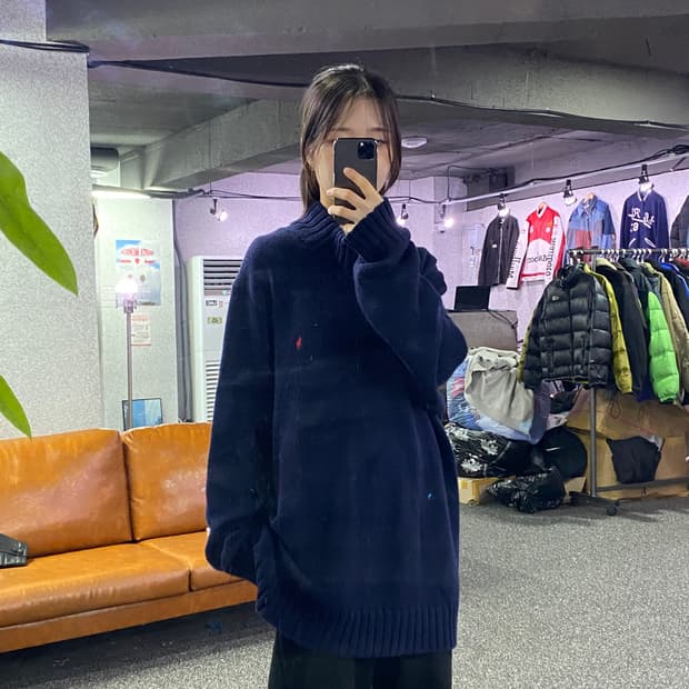 폴로 랄프로렌 네이비 하프집업 니트 B3286