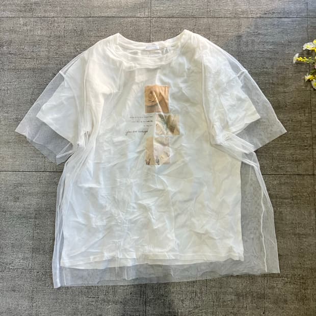 일본빈티지 Colza 핀터깔y2k 달천깔페어리 레이어드 반팔티셔츠