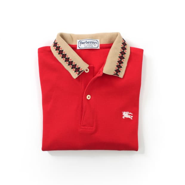 버버리 클래식 체크 자수 레드 pk 셔츠 카라티