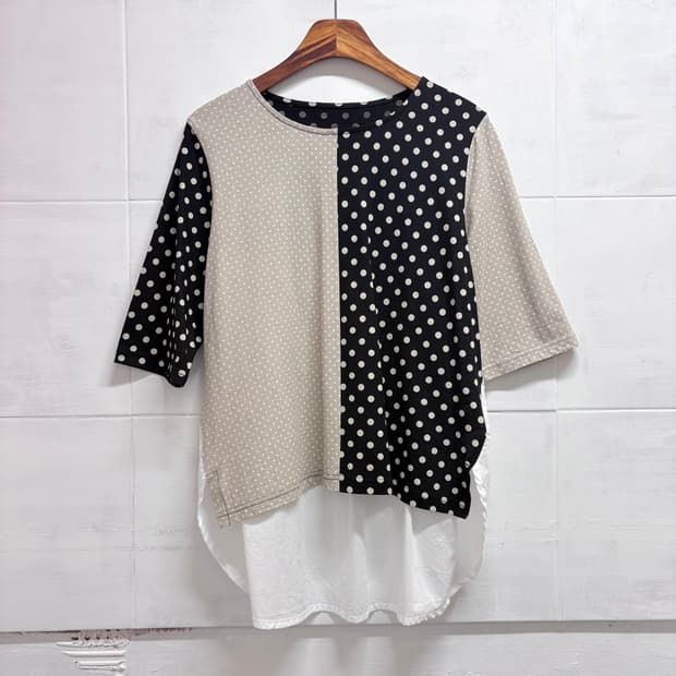 Respighi 도트 패치워크 언발 탑 JPN