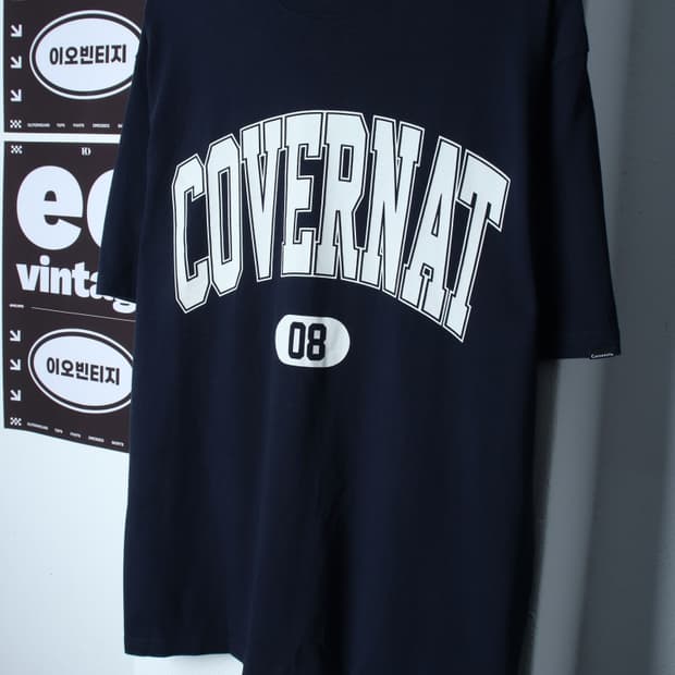 (L-XL) 커버낫 반팔 티셔츠 빅로고 네이비 올드스쿨-H35138