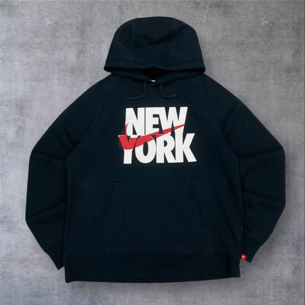 나이키 네이비 컬러 뉴욕 빅로고 후드티