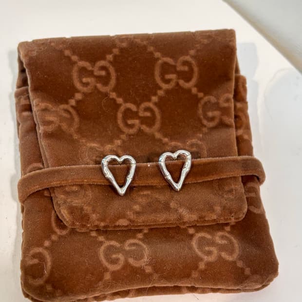 Gucci 구찌 925 실버 뱀부 하트 이어링 (빈티지) 🖤