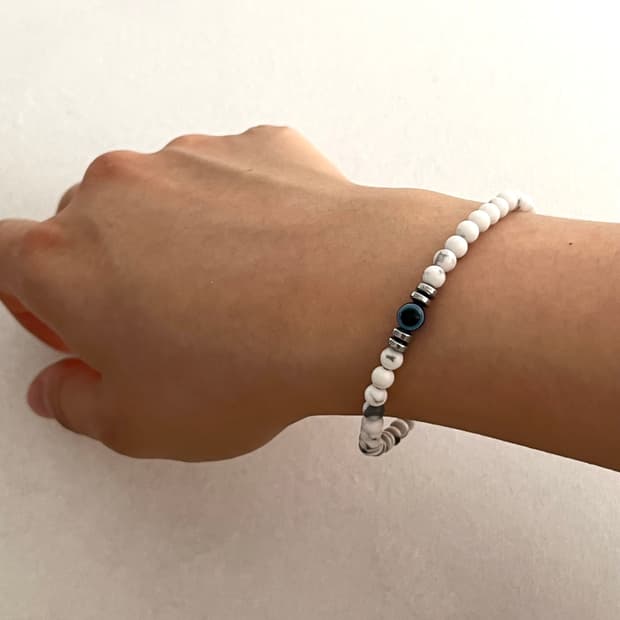 화이트 원석 팔찌