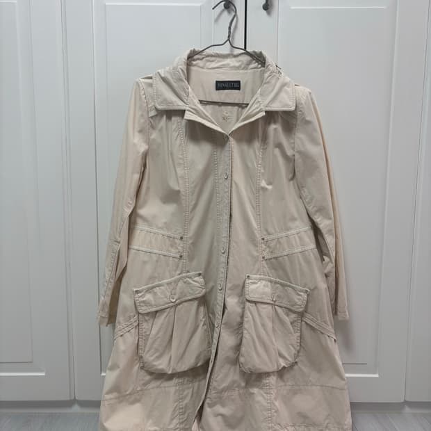 빈티지 베이지 면 자켓코트 후드