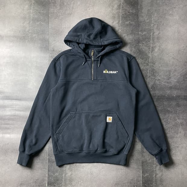 CARHARTT 칼하트 빈티지 네이비 하프집업 기모 후드티 A00903