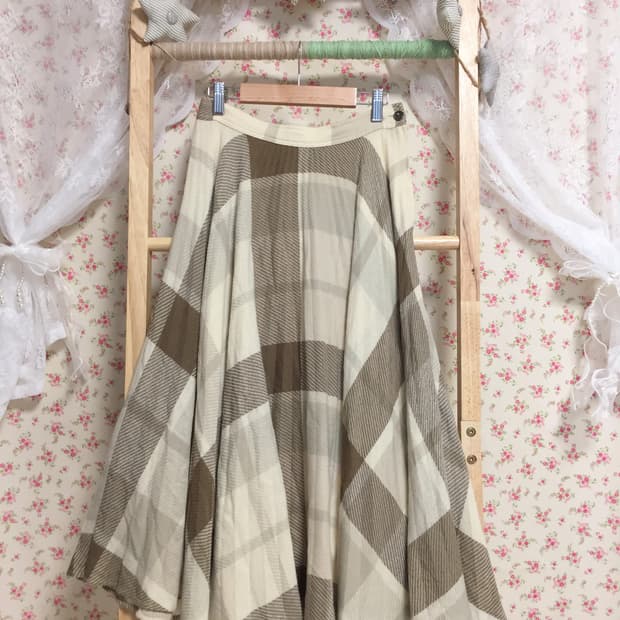 빈티지 모리걸 브라운 체크 스커트