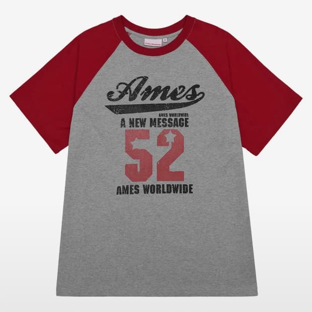 아메스 월드와이드 52 LOGO RAGLAN TEE RED 반팔티
