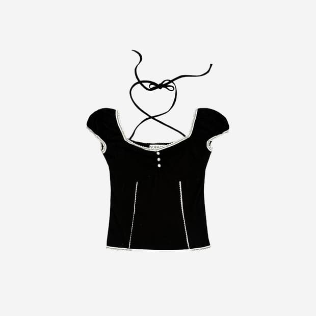 뉴얼린 Liz shirring lace button Blouse