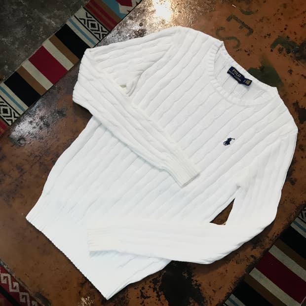 폴로랄프로렌 화이트 코튼 케이블 니트 여성 55 