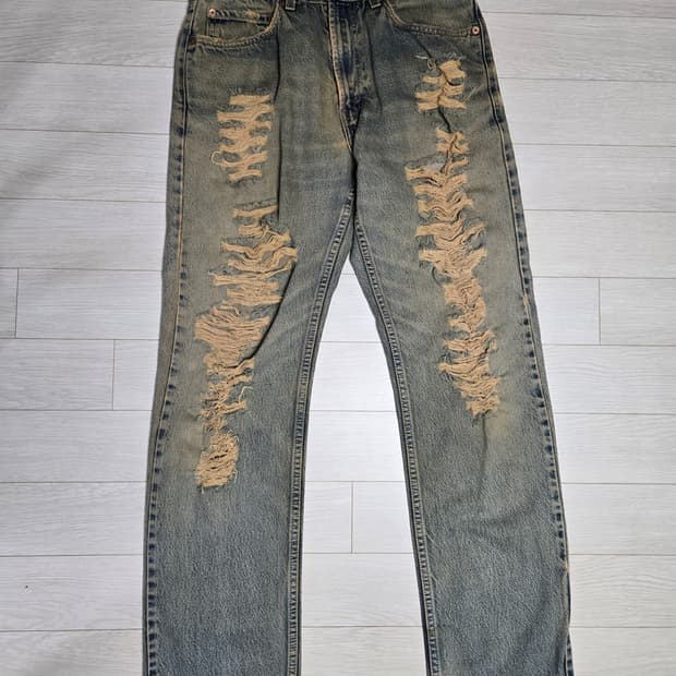 리바이스 505 레귤러핏 데미지 데님