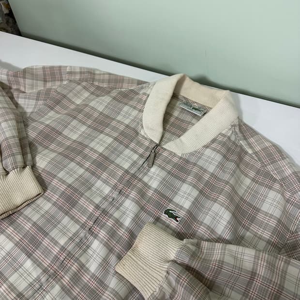 XL 라코스테 체크 오버핏 면 블루종