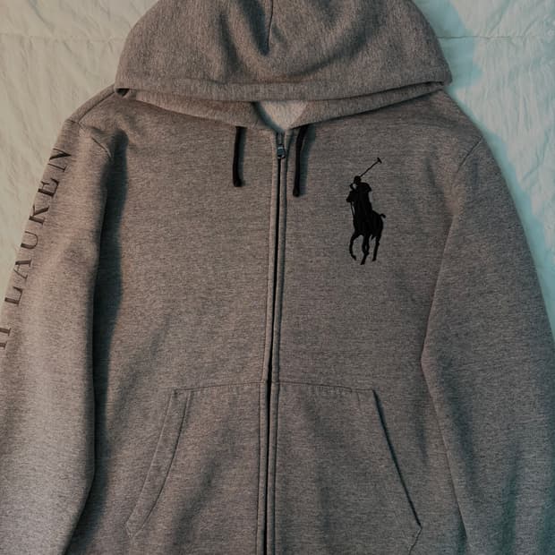 [새상품급] 폴로 랄프로렌 빅포니 레터링 그레이 후드집업