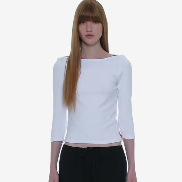 파르티멘토 우먼 PWC 쓰리-쿼터 슬리브 티 M 화이트