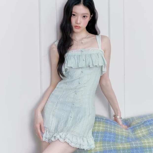 레이스프릴 나시 미니원피스 S
