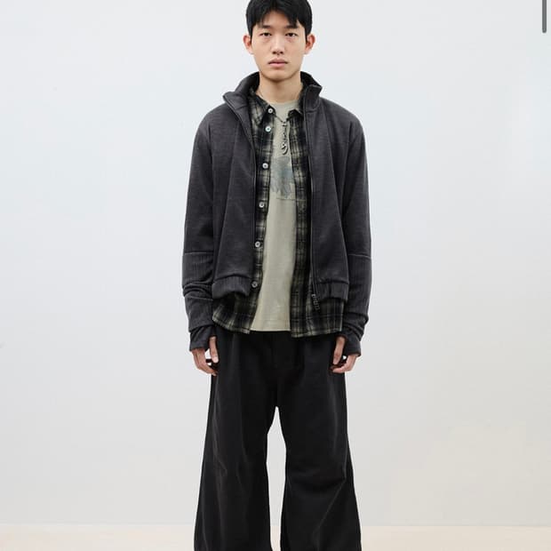 Double Sleeve Track Cardigan Dark Khaki