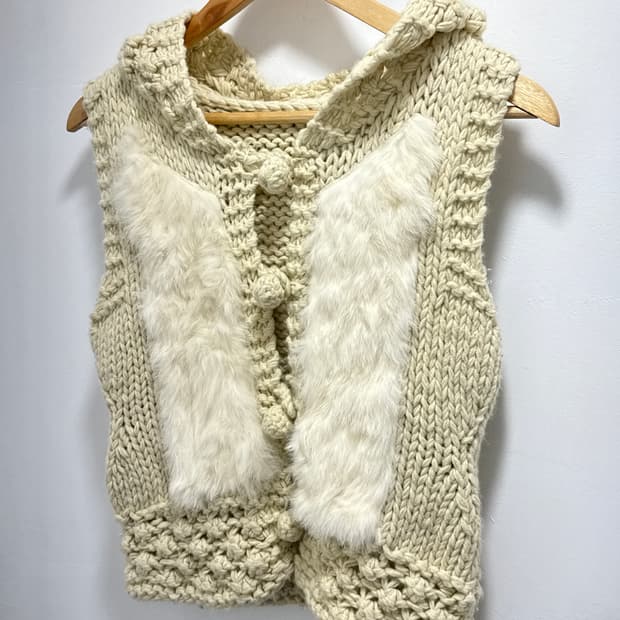 빈티지 니트 후드 베스트