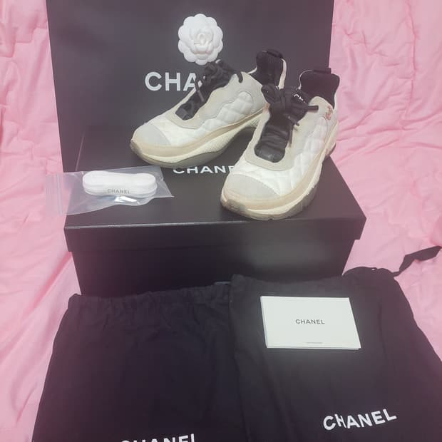 정품)급처상태좋음!샤넬 믹스드파이버 스니커즈 운동화 신발