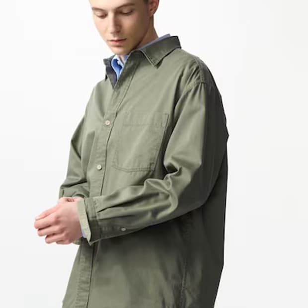 [XL] 유니클로 트윌 오버셔츠 긴팔 (올리브)