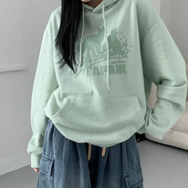 고양이 후드티 - 민트 