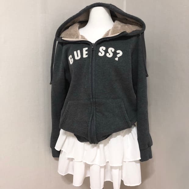 게스 보아털 후드집업 M