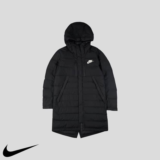 나이키 더블지퍼 덕다운 롱패딩 블랙 105