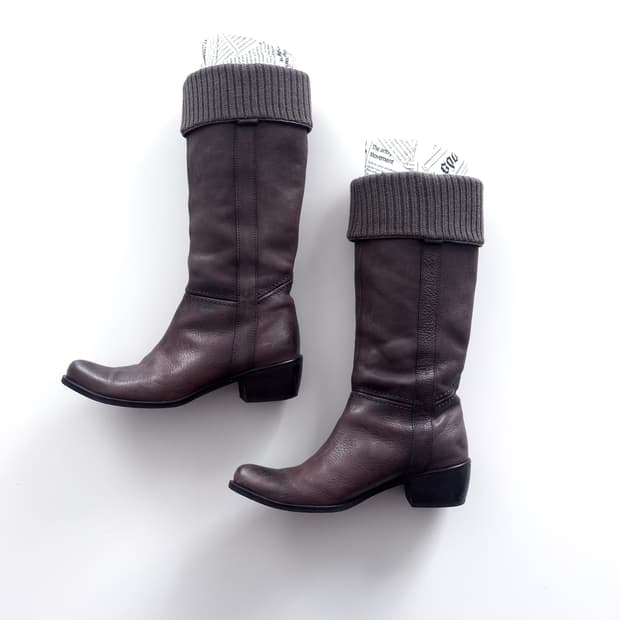 빈티지 라보키고시 니트 디테일 리얼레더 부츠
