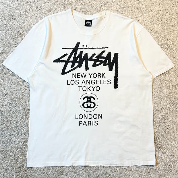 스투시 STUSSY 월드투어 반팔 티셔츠 화이트