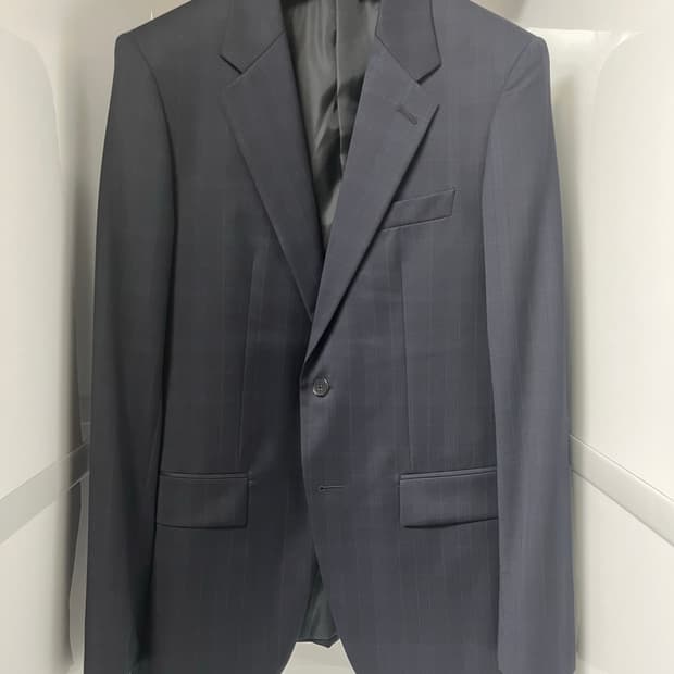 솔리드옴므 네이비 체크 블레이져 100사이즈