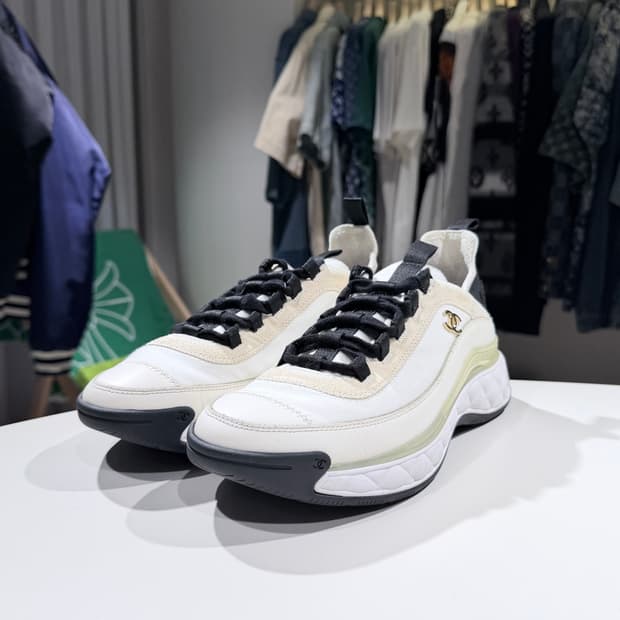 (A/41) / 샤넬 믹스드 파이버 스니커즈 벨벳카프스킨 스니커즈 운동화