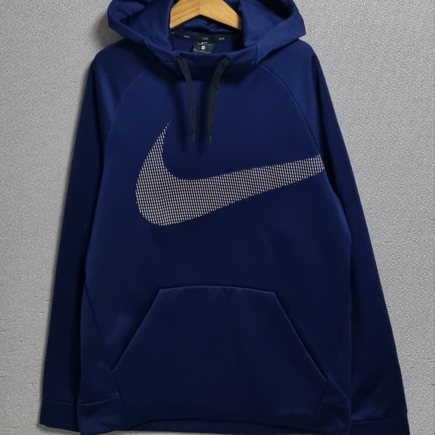 M (66) 나이키 네이비 빅로고 기모 후드티