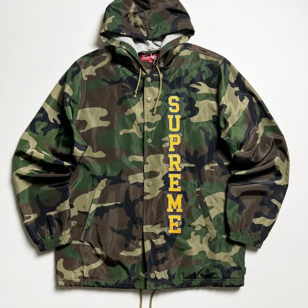 슈프림 버티컬로고 카모 후드 자켓
