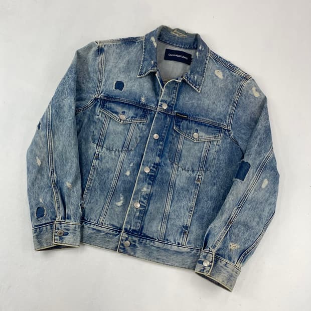 C.K 켈빈클라인 패치워크 디스트로이드 데님 트러커 자켓 (105)