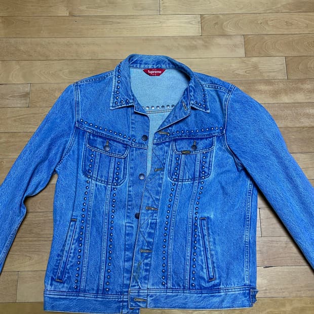 Supreme 17SS Studded denim trucker blue