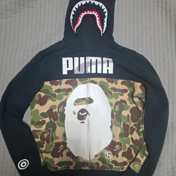 베이프 x 푸마 카모 샤크 후드집업