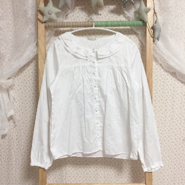 빈티지 모리걸 사만사모스 화이트 카라 블라우스