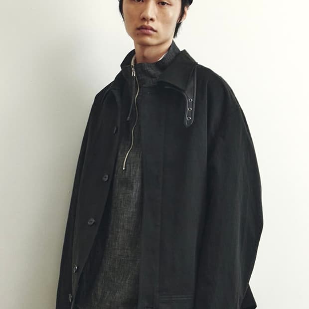 유스 레더 트림 코튼 자켓 블랙 M size