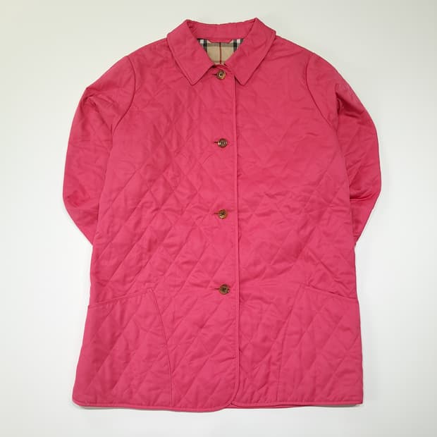 CL904 M 버버리 90s 영국판 퀼팅 노바체크 핑크 자켓 아우터