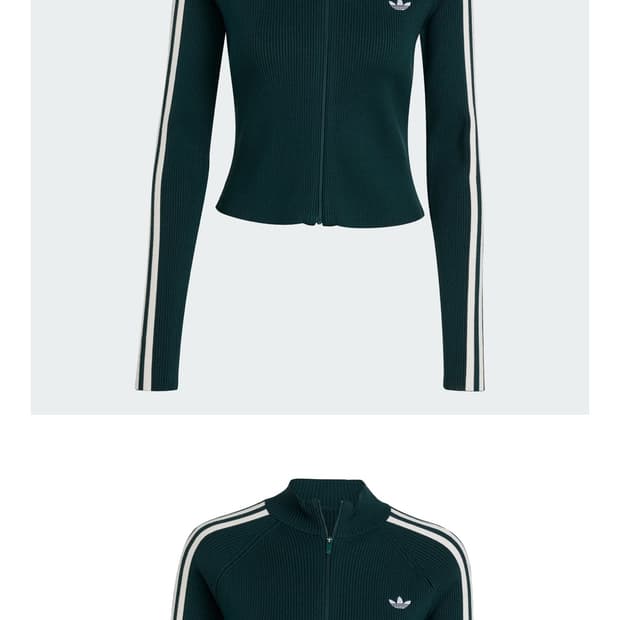 아디다스 아디컬러 스트라이프 슬림 니트 트랙탑 그린 에이나 착용