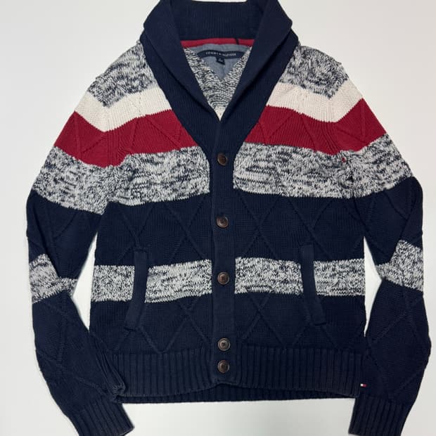 타미힐피거 숄카라 코튼 니트 가디건