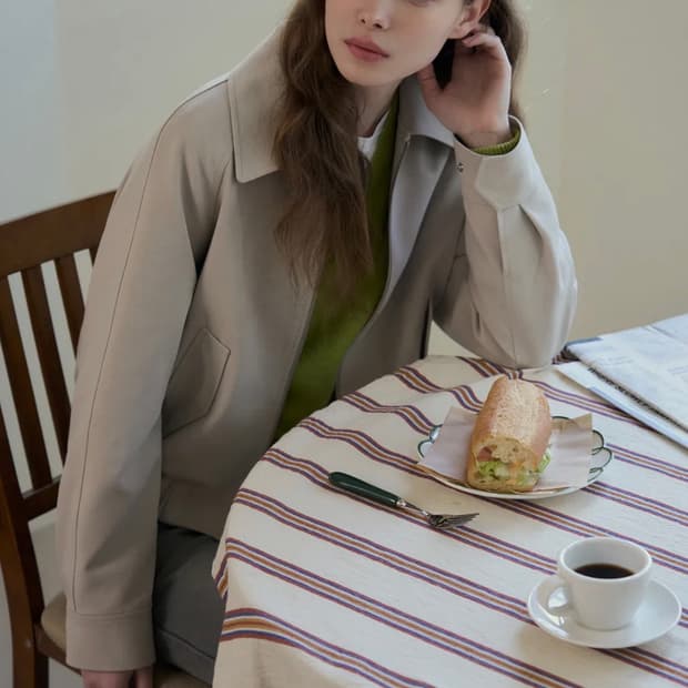 드로우핏 우먼 울 레글런 크롭 블루종 애쉬 크림 M 새상품