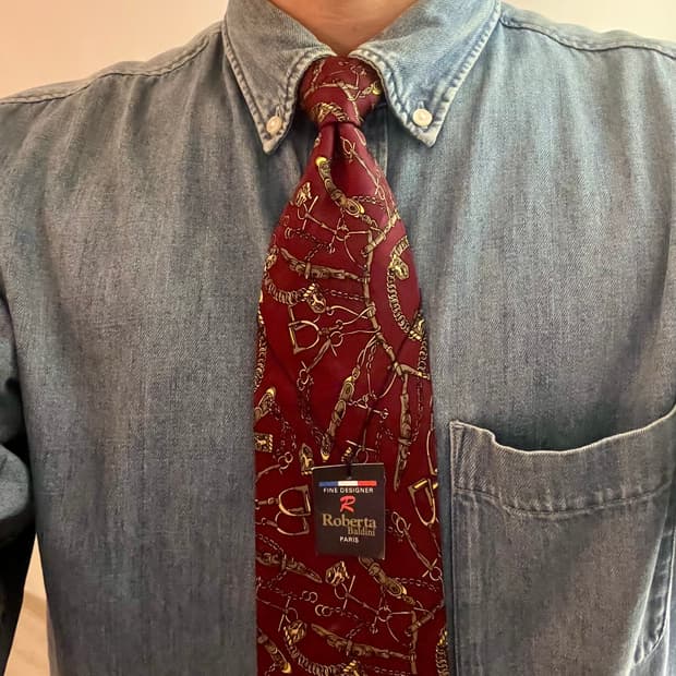[새상품급] 로베르타 발디니 파리 - 클래식 100% 실크 넥타이 (와인