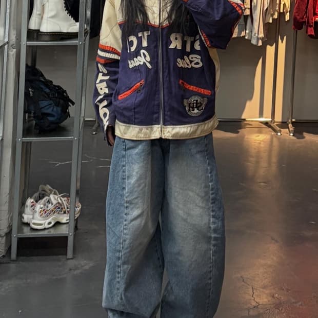 빈티지 풀자수 배색 트랙자켓 A3191